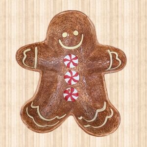 15" Gingerbread Man Serving Bowl from Swoozie's - 15x12x4 Dish Christmas Holiday